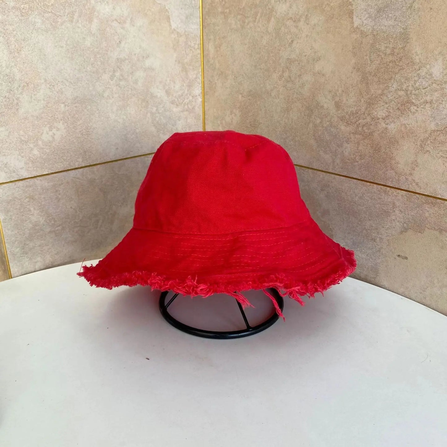 MAXSITIU Cotton Fringed Fisherman Cap Soft Aluminum Wire Shape Water Wash Bucket Hat Women's Four Seasons Solid Outing Basin Hat
