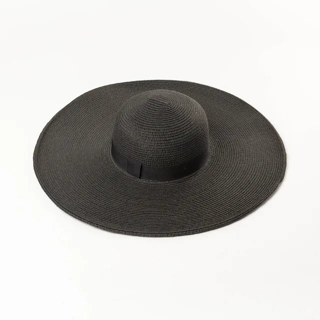 Summer Simple Floppy Sun Hat Women Wide Brim Beach Hat Girls Seaside Travel Foldable Straw Hat Sunscreen UV Protection Lady Cap