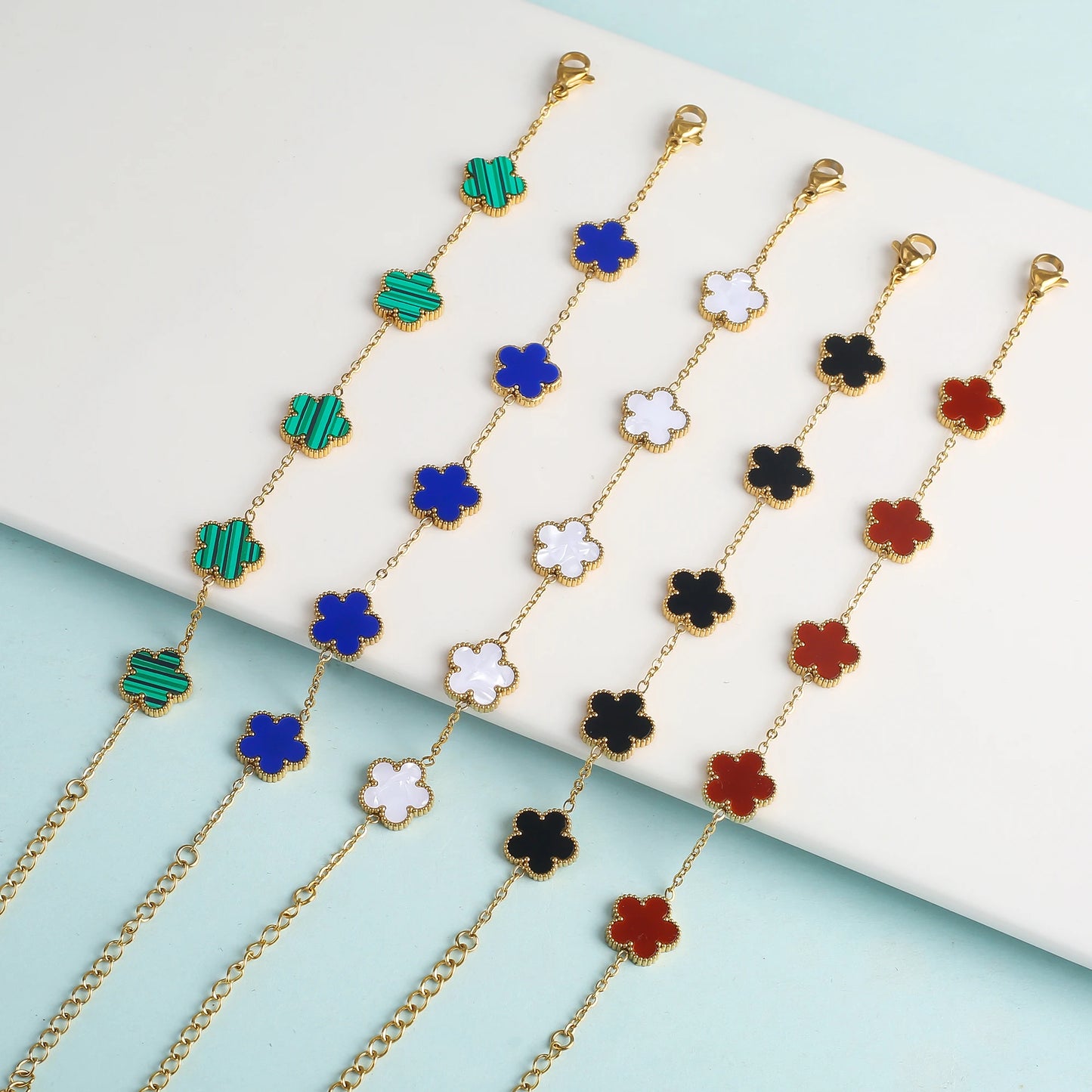New Design Of Tassel Earrings Plum Blossom Plant Jewelry Set For Women Asymmetrical Stainless Steel Non Fading Clover
