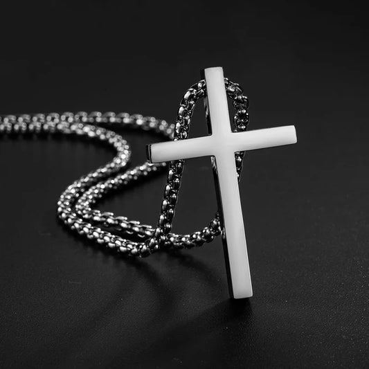 1 PC New Stainless Steel Cross Pendant Necklace for Men Women Minimalist Jewelry Male Female Necklaces Chokers Silver Color