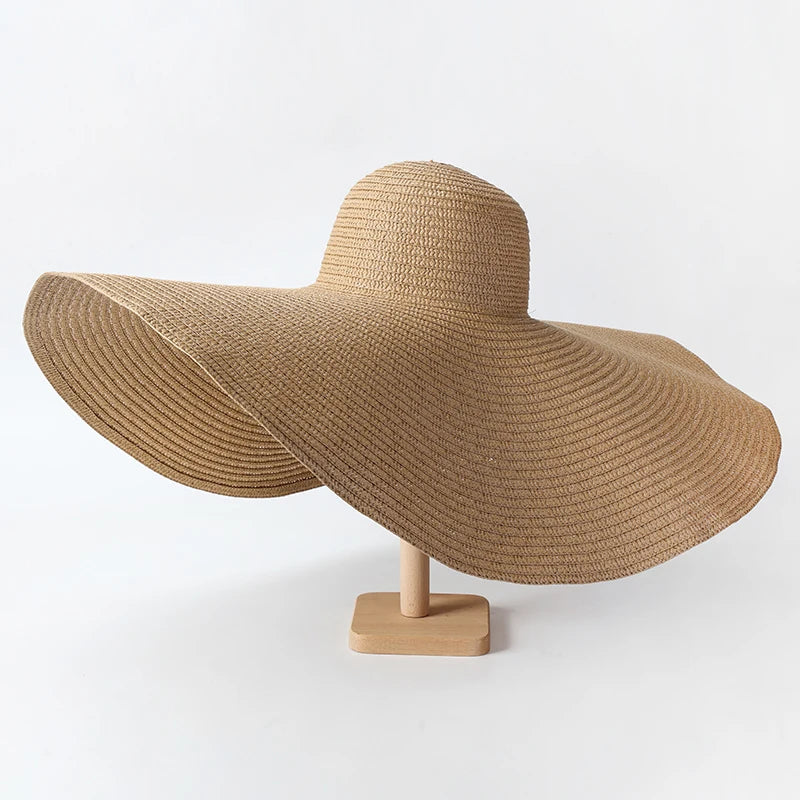 Summer 70cm Large Wide Brim Sun Hats For Women Oversized Beach Hat Foldable Travel Straw Hat Lady UV Protection Sun Shade Hat