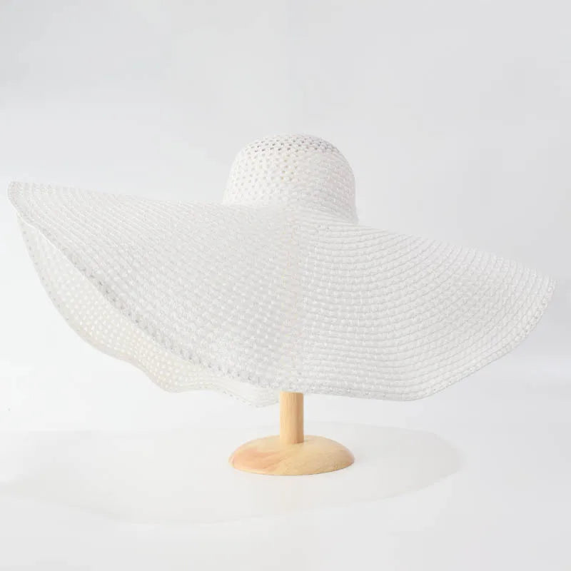 Summer 70cm Large Wide Brim Sun Hats For Women Oversized Beach Hat Foldable Travel Straw Hat Lady UV Protection Sun Shade Hat