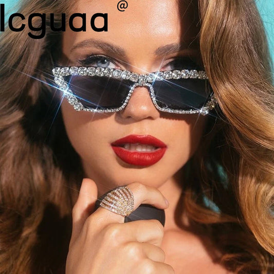 Luxury Diamond Decor Cat Eyes Icon Sexy Sunglasses Ladies 2022 Brand Design Female Hip Hop And Pop Music Sexy Sunglasses Women