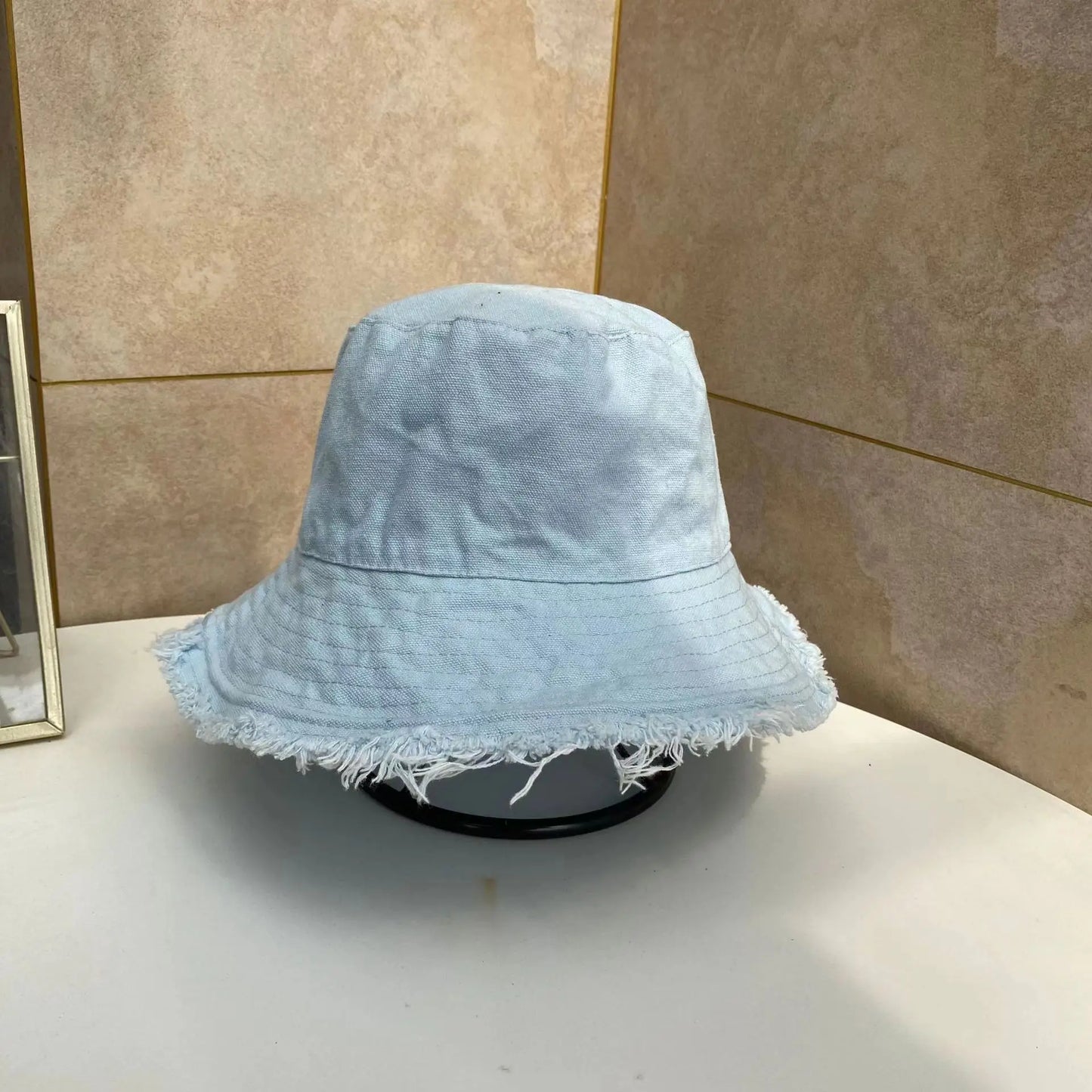 MAXSITIU Cotton Fringed Fisherman Cap Soft Aluminum Wire Shape Water Wash Bucket Hat Women's Four Seasons Solid Outing Basin Hat