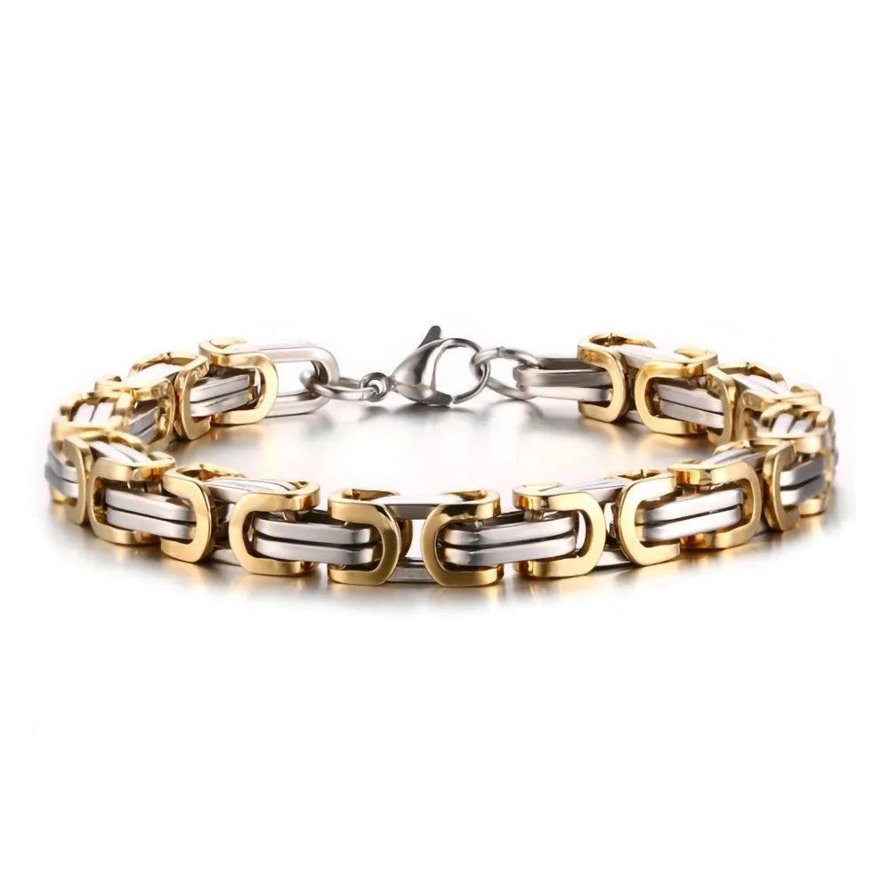 HNSP 8MM Stainless Steel Bracelet Homme Hand Chain For Men Bracelet Motorcycle Bikes Rock Male Jewelry