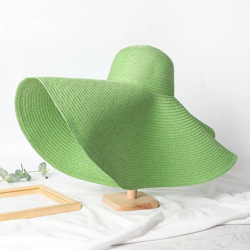 Summer 70cm Large Wide Brim Sun Hats For Women Oversized Beach Hat Foldable Travel Straw Hat Lady UV Protection Sun Shade Hat