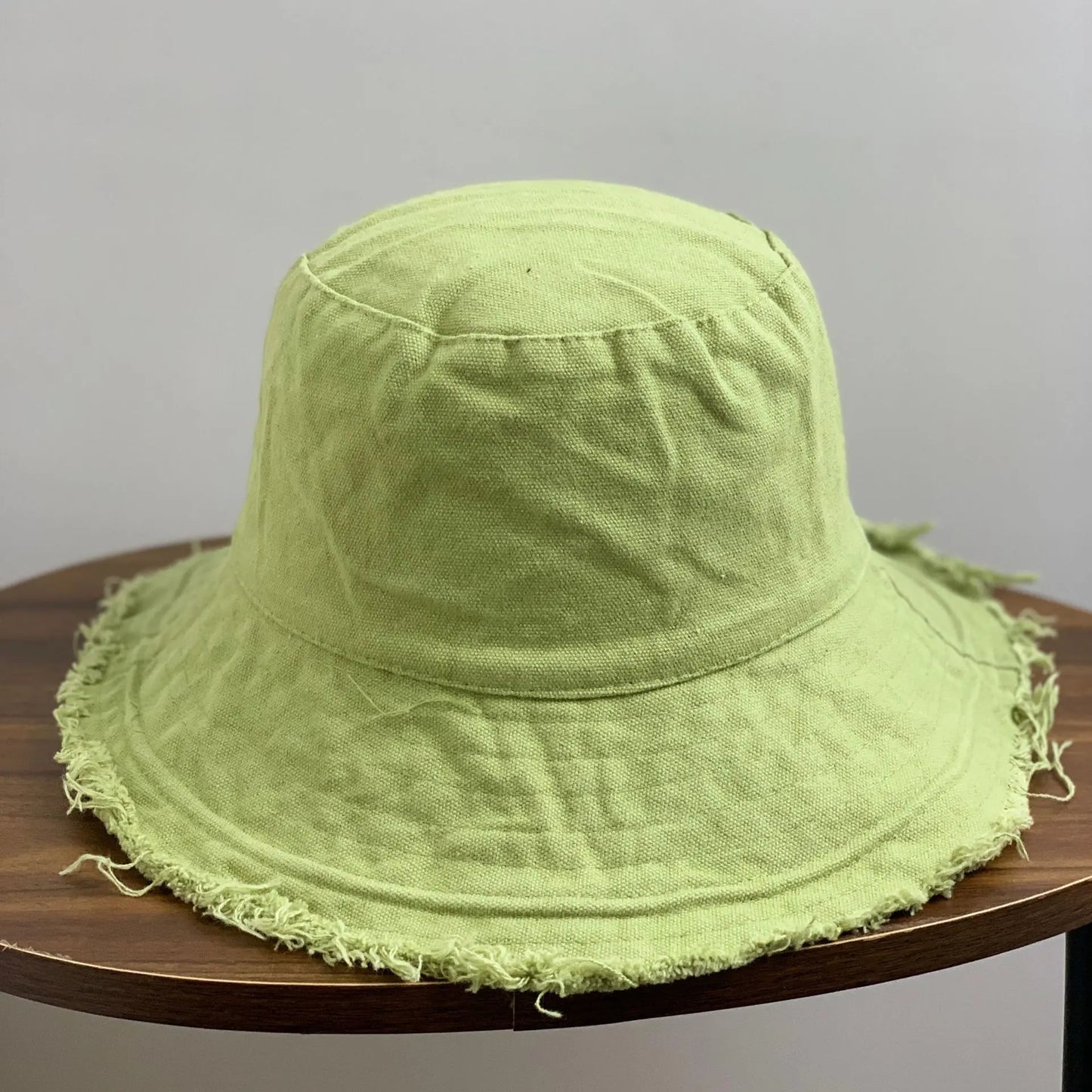 Cotton Fringed Bucket Hat  Soft Fisherman Cap  Aluminum Wire Shape Water Wash  Women's Four Seasons Solid Outing Basin Hat