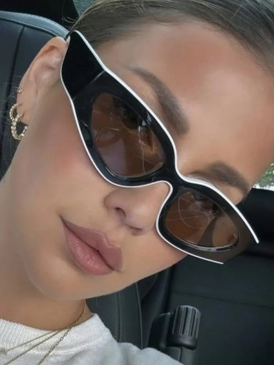 heevoo Punk Cat Eye Sunglasses for Women Brand Designer Edgy Square Frame Plastic 2025 New Fashion Retro Vintage Accessories