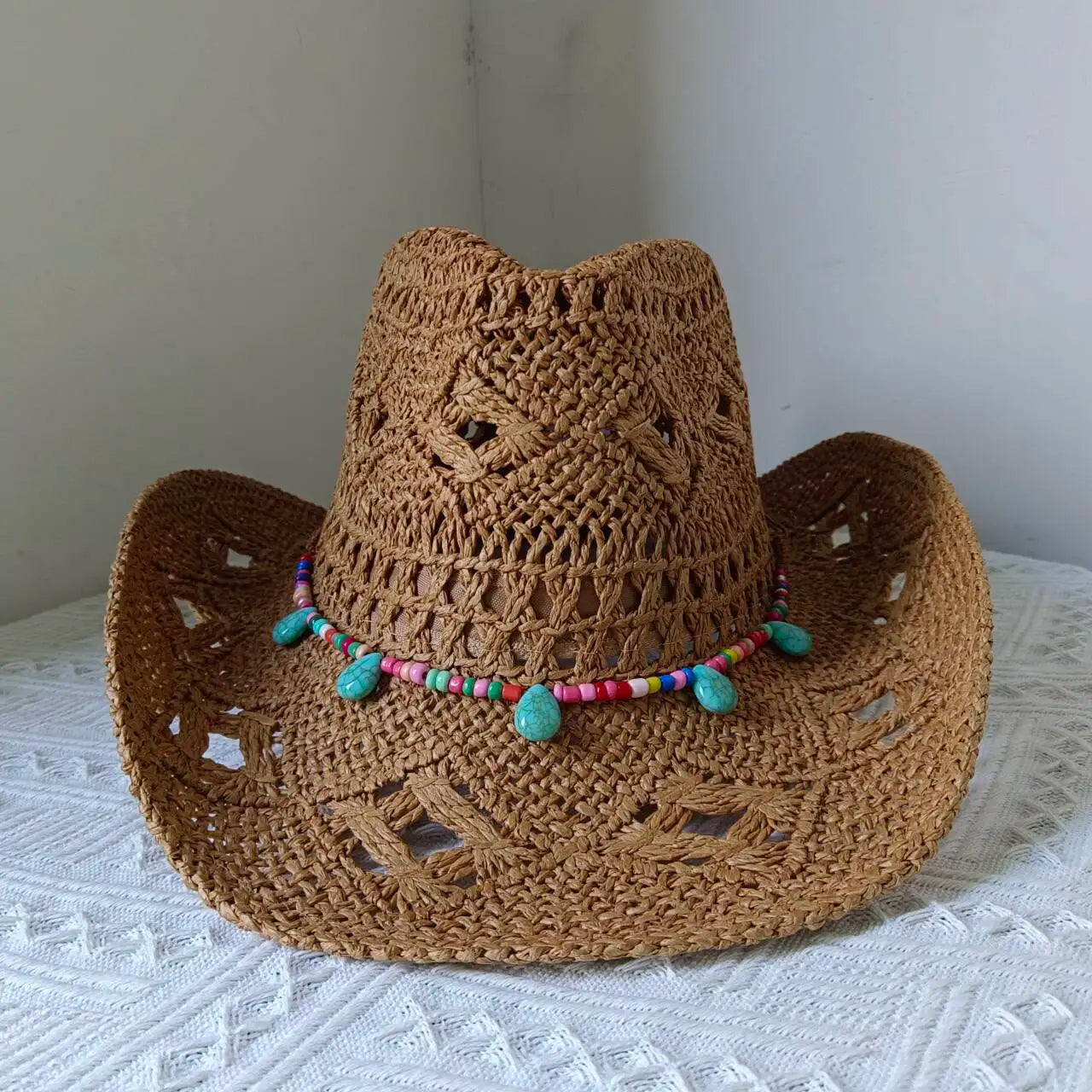 Lake Blue Cowboy Straw Hat 2023 Western Cowboy Sun Hat Spring Knight Hat Unisex Jazz Hat Summer Wide brimmed Hat sombrero hombre