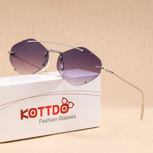 New Frameless Irregular Diamond Shaped Sunglasses Fashionable Spicy Sun Glasses Personalized Luxury Brand Design Eyeglass UV400