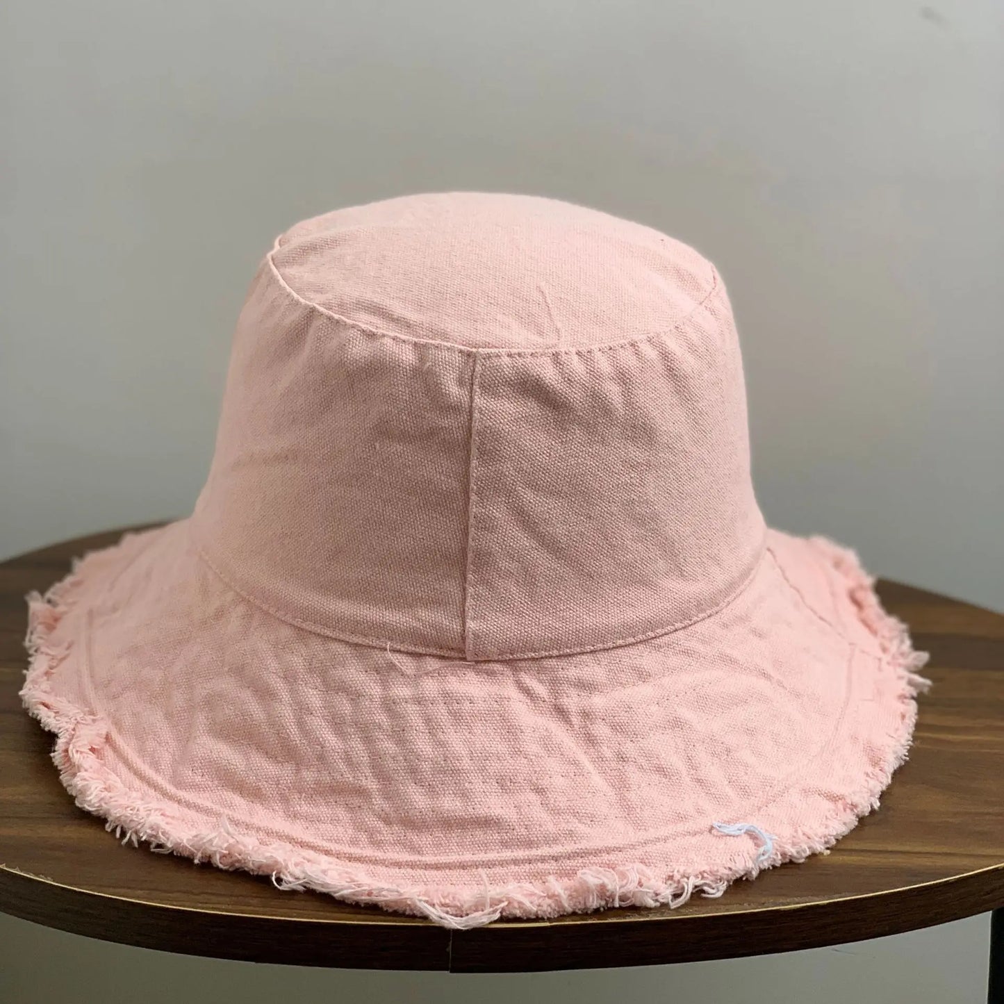 Cotton Fringed Bucket Hat  Soft Fisherman Cap  Aluminum Wire Shape Water Wash  Women's Four Seasons Solid Outing Basin Hat