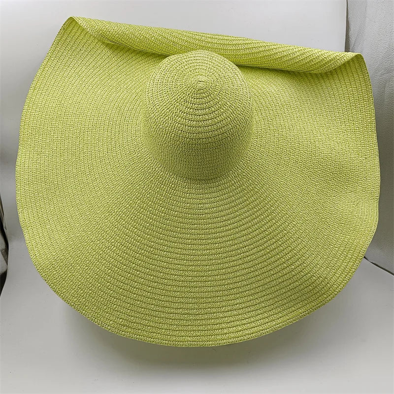 White punk straw hat 25cm large brim hat wholesale sun hat ultra-thin breathable summer sun hat straw hat travel men and women