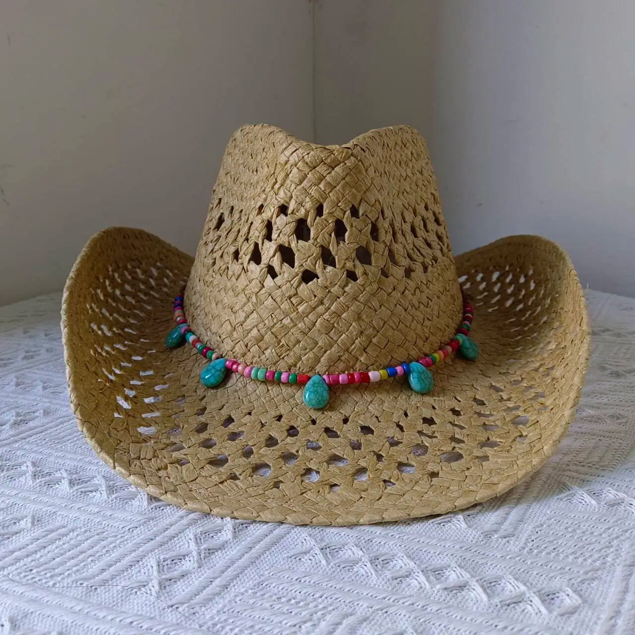 Lake Blue Cowboy Straw Hat 2023 Western Cowboy Sun Hat Spring Knight Hat Unisex Jazz Hat Summer Wide brimmed Hat sombrero hombre