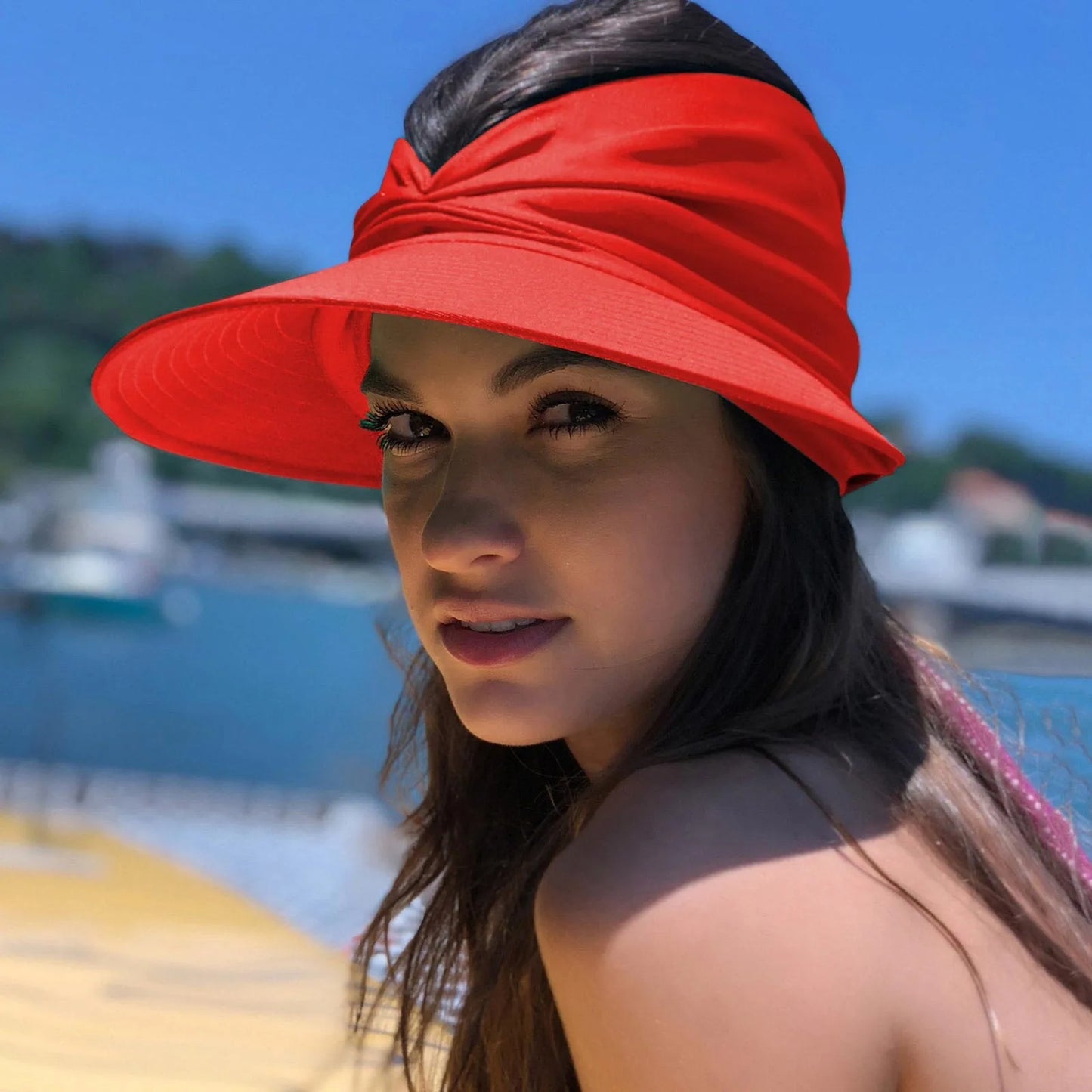 Beach Sun Visor Beach Women Soft Foldable Wide Brim Bucket Caps Pleated Women's Sun Hat Wide Brim Women's Outdoor Sports Hats