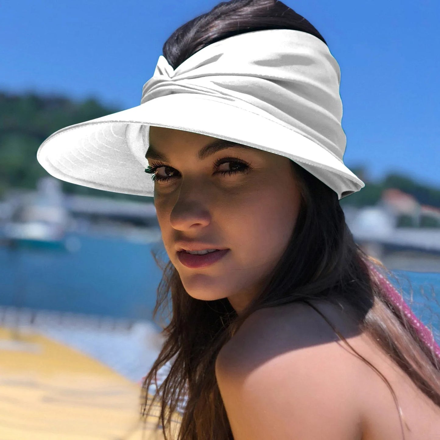 Beach Sun Visor Beach Women Soft Foldable Wide Brim Bucket Caps Pleated Women's Sun Hat Wide Brim Women's Outdoor Sports Hats